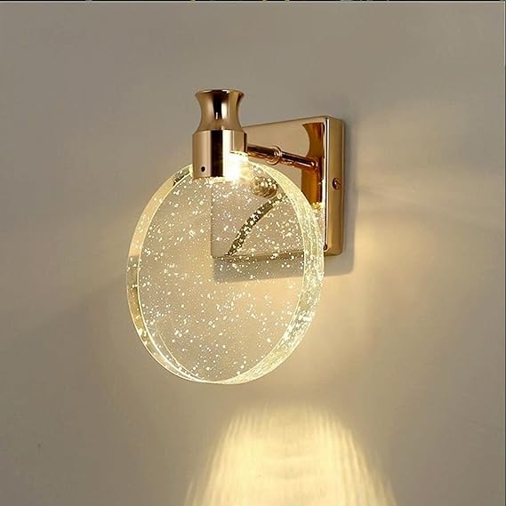 Dæmpbar Ronde LED-vandlampe i Metal med Glasring – Guld/Sølv, Medium og Stor, Energibesparende 6W Belysning-5