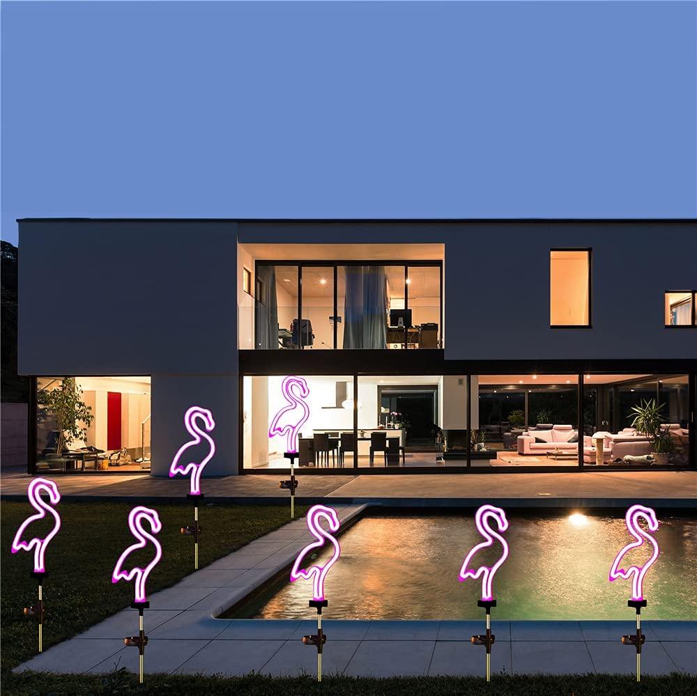 FlamiGlow - Neonflamingo solcellelys til havestier (sæt med 2)