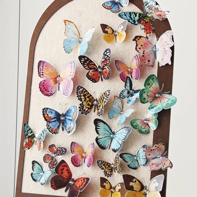 ButterflyGlow - 36 stykker 3D akvarel-sommerfugle