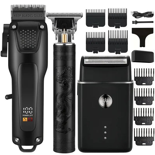 GroomMaster Pro - professionelt hår- og skægplejesæt i 3 dele til mænd