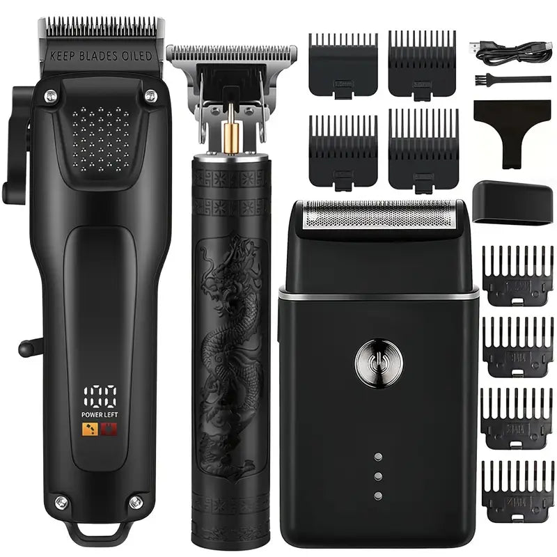 GroomMaster Pro - professionelt hår- og skægplejesæt i 3 dele til mænd