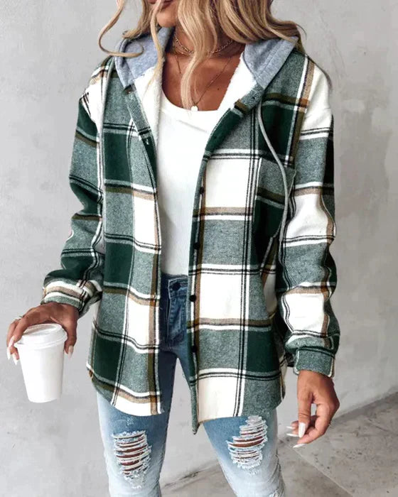 PlaidChic - Ternet frakke med hætte | Komfortabel stil til kølige efterårsaftener