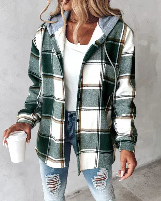PlaidChic - Ternet frakke med hætte | Komfortabel stil til kølige efterårsaftener