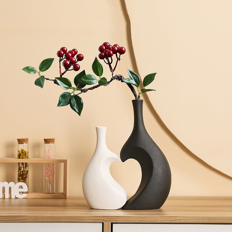 Elegant Keramisk Vase i Europæisk Design – Høj Kvalitet til Indretning i Hvid, Sort, Grå eller Blå-6