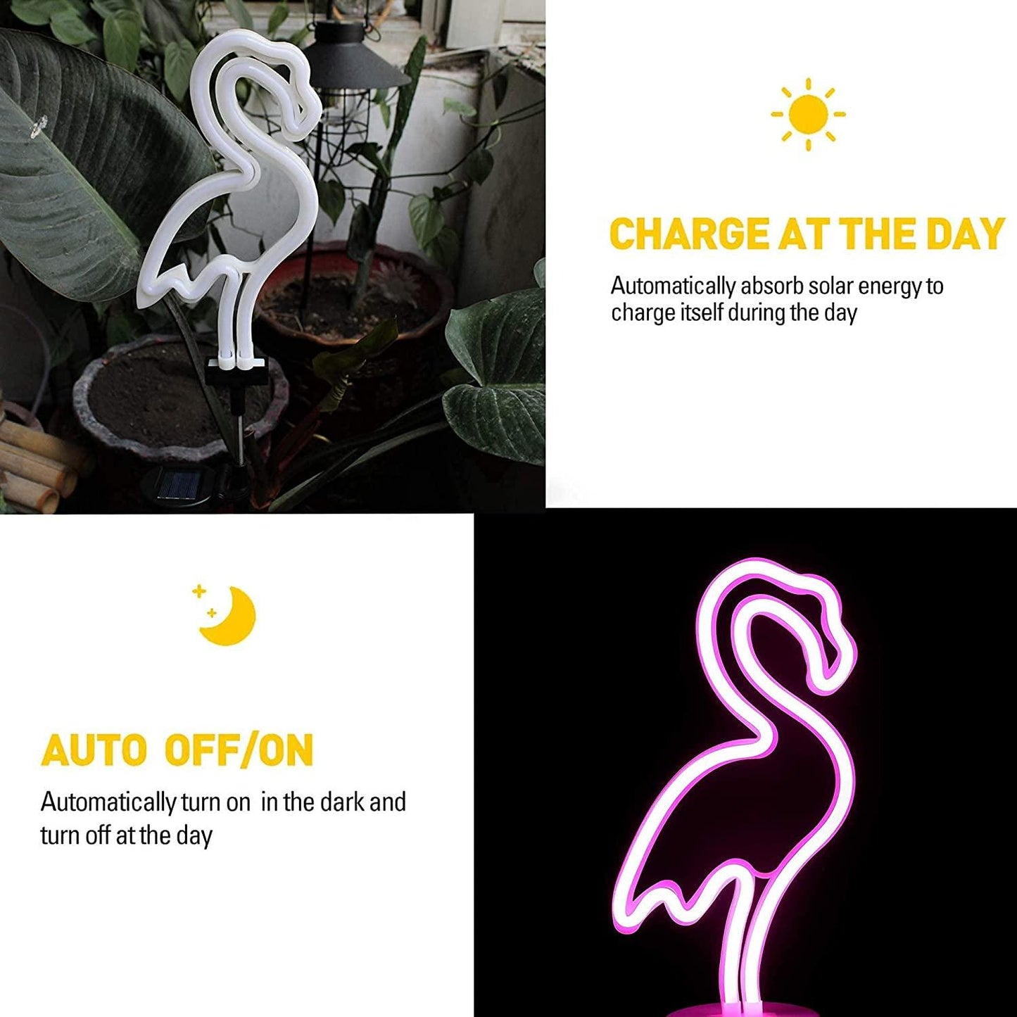 FlamiGlow - Neonflamingo solcellelys til havestier (sæt med 2)