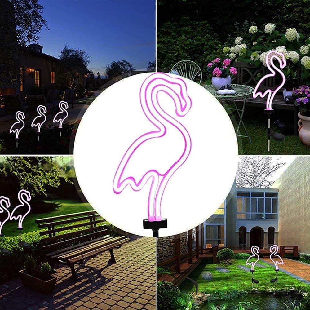FlamiGlow - Neonflamingo solcellelys til havestier (sæt med 2)