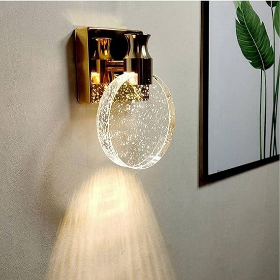 Dæmpbar Ronde LED-vandlampe i Metal med Glasring – Guld/Sølv, Medium og Stor, Energibesparende 6W Belysning-2