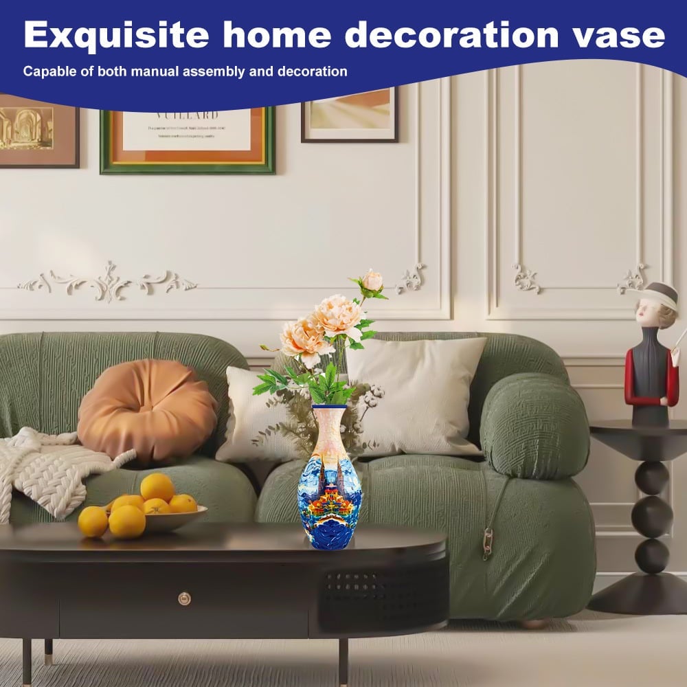 EcoBloom - 3D Puzzle Vase - Dekorativ blomstervase med aftagelig vandbeholder