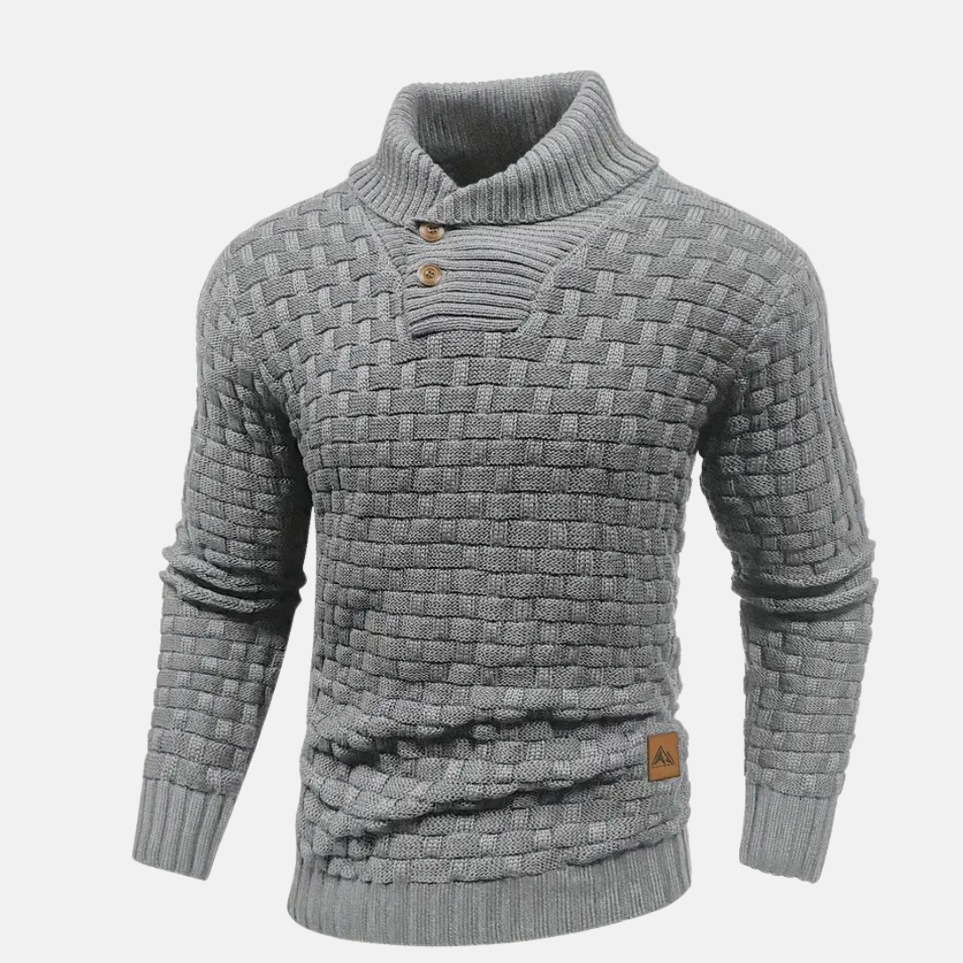 Liam - Strikket herretrøje i slim fit med sjalskrave og knapper