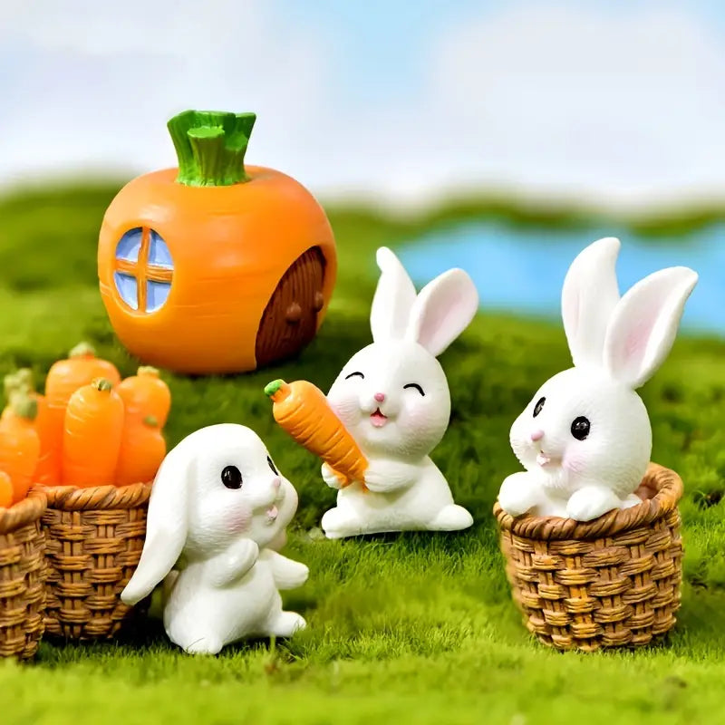 BunnyCharm - Sæt med 4 søde hvide kaninfigurer