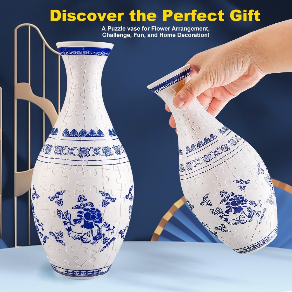 EcoBloom - 3D Puzzle Vase - Dekorativ blomstervase med aftagelig vandbeholder