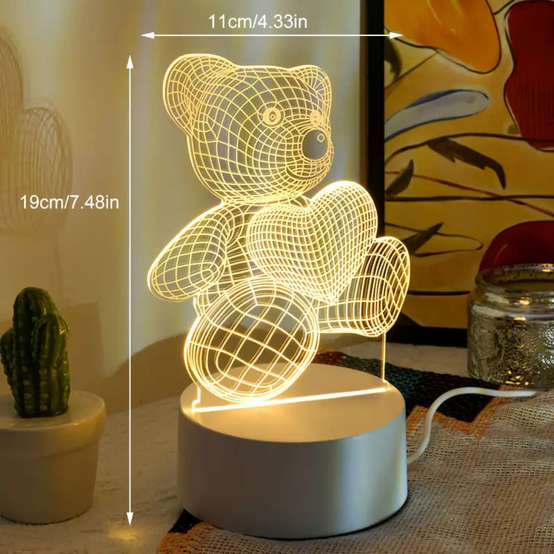 3D Illusion LED Lampe med Fjernbetjening – Energibesparende Lyskunst med Skiftende Farver og Mønstre-3
