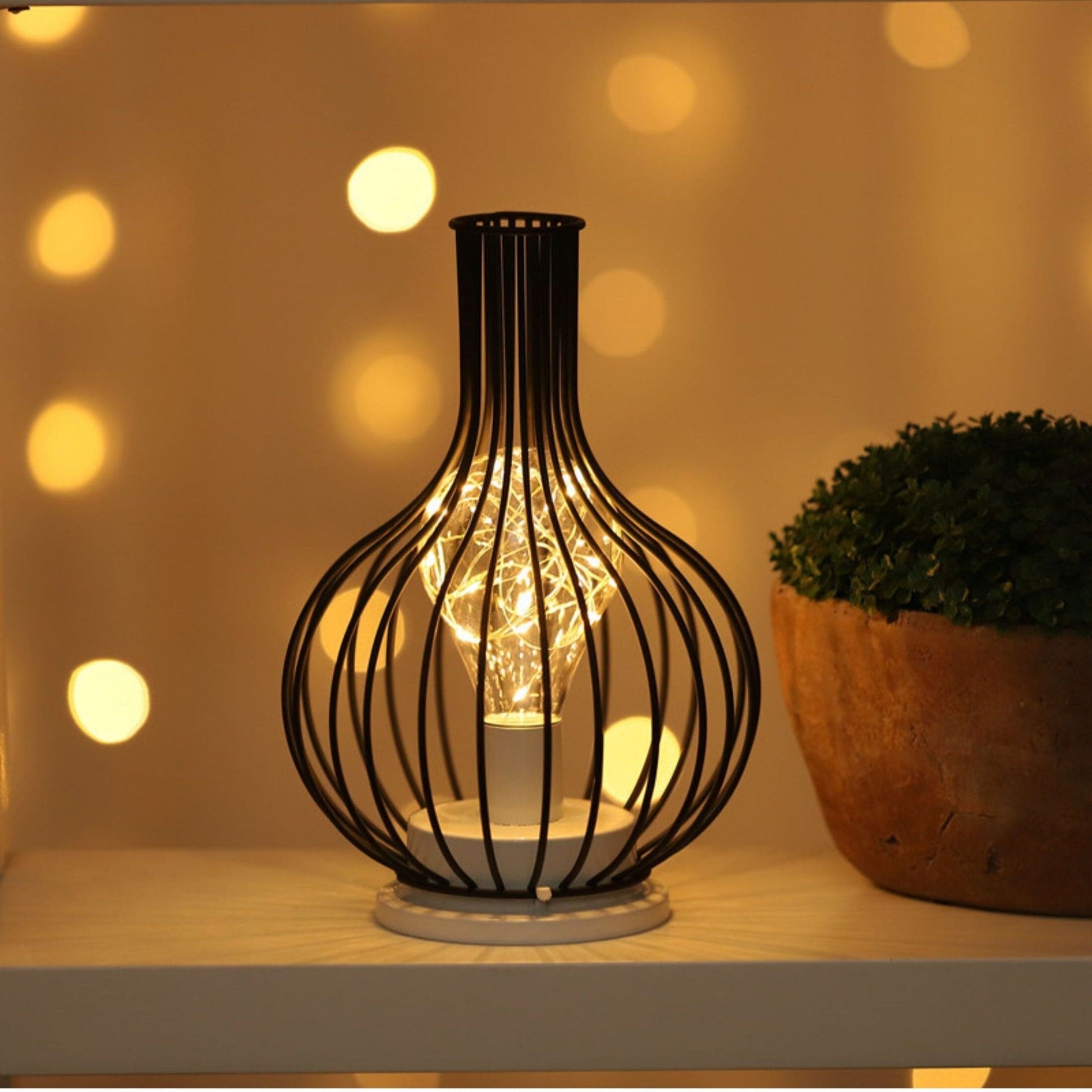 Elegant Tafellampe med Justerbar Dimbart Belysning – Sort Metal & Tekstil, 45 cm Højde-4
