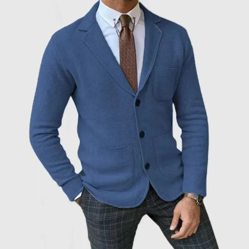 Caspian - Cardigan til mænd med reverskrave og knapper - Slim fit med flere lommer
