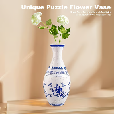 EcoBloom - 3D Puzzle Vase - Dekorativ blomstervase med aftagelig vandbeholder