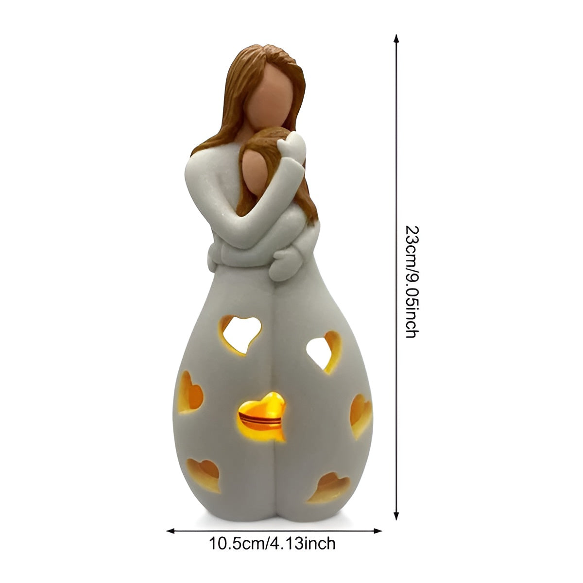 Unik Mor-Datter Figur med Kandelaar i Keramik – Hvid med Gyldne Detaljer, 20 cm Høj, Indendørs Dekoration-5