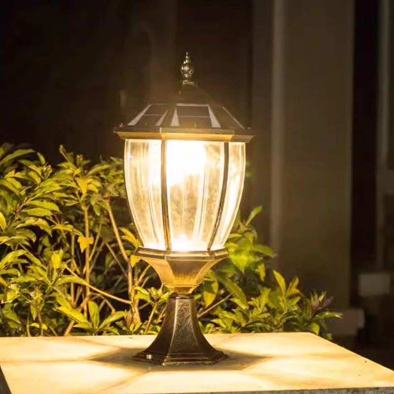 SolaraGlow - Retro sekskantet LED-solcellelampe i glas