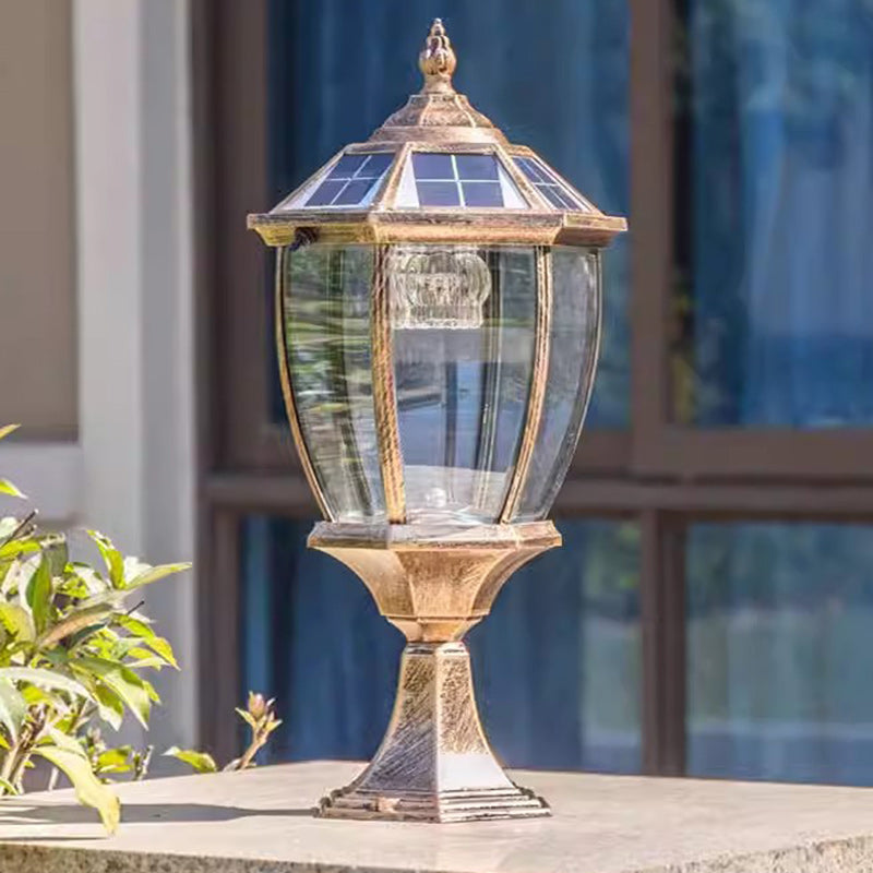 SolaraGlow - Retro sekskantet LED-solcellelampe i glas