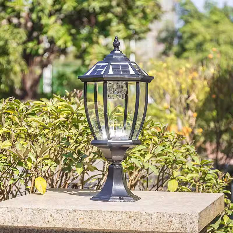 SolaraGlow - Retro sekskantet LED-solcellelampe i glas
