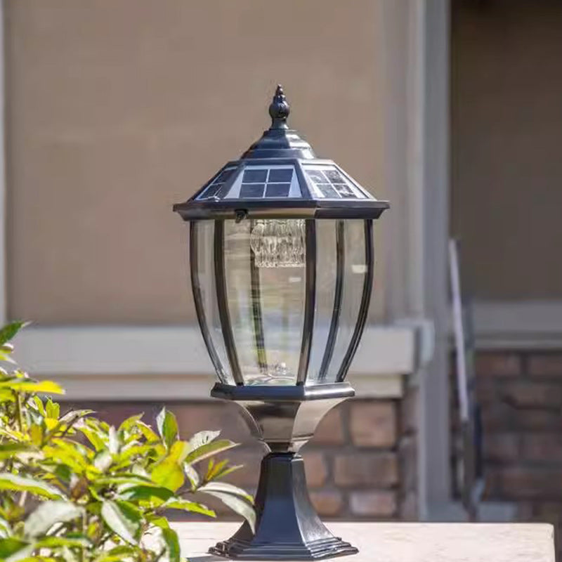 SolaraGlow - Retro sekskantet LED-solcellelampe i glas