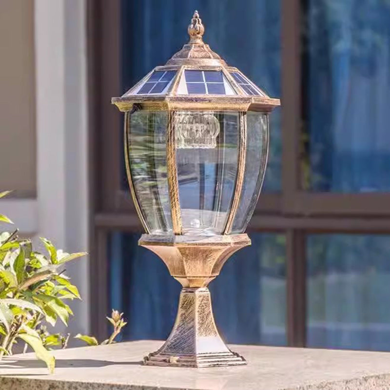SolaraGlow - Retro sekskantet LED-solcellelampe i glas