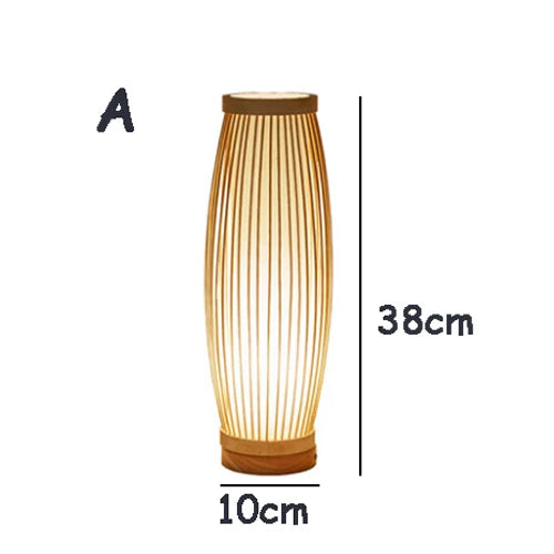 Japansk Bordlampe i Zen Design med Naturlige Materialer – Bambo og Træ, Blødt Lys til Stue og Soveværelse-4