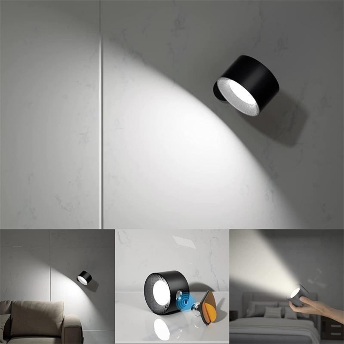 LumiFlex 360 - ledningsfri, genopladelig 360°-væglampe