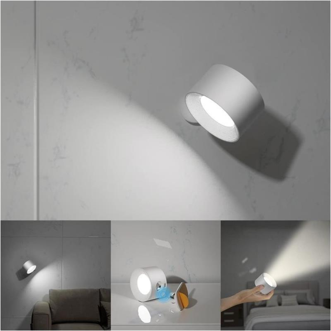 LumiFlex 360 - ledningsfri, genopladelig 360°-væglampe