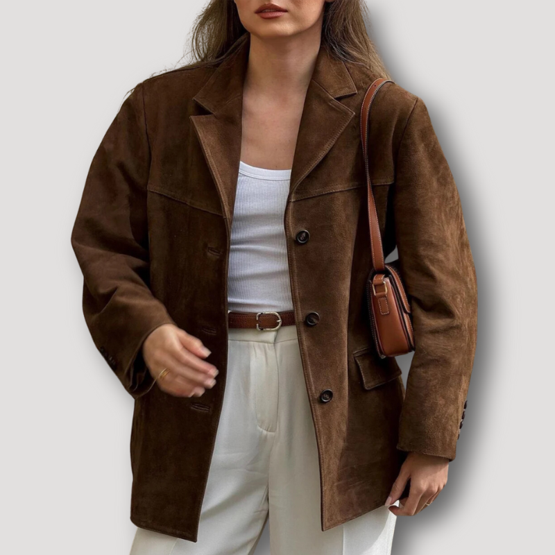 LuxeWear - Oversized brun ruskindsjakke | Luksuriøs komfort og elegant stil