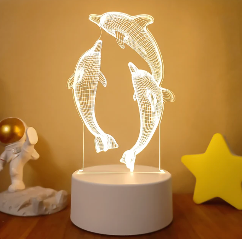 Variant image for 3D Illusion LED Lampe med Fjernbetjening – Energibesparende Lyskunst med Skiftende Farver og Mønstre-2