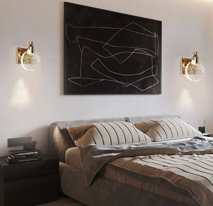 Dæmpbar Ronde LED-vandlampe i Metal med Glasring – Guld/Sølv, Medium og Stor, Energibesparende 6W Belysning-4