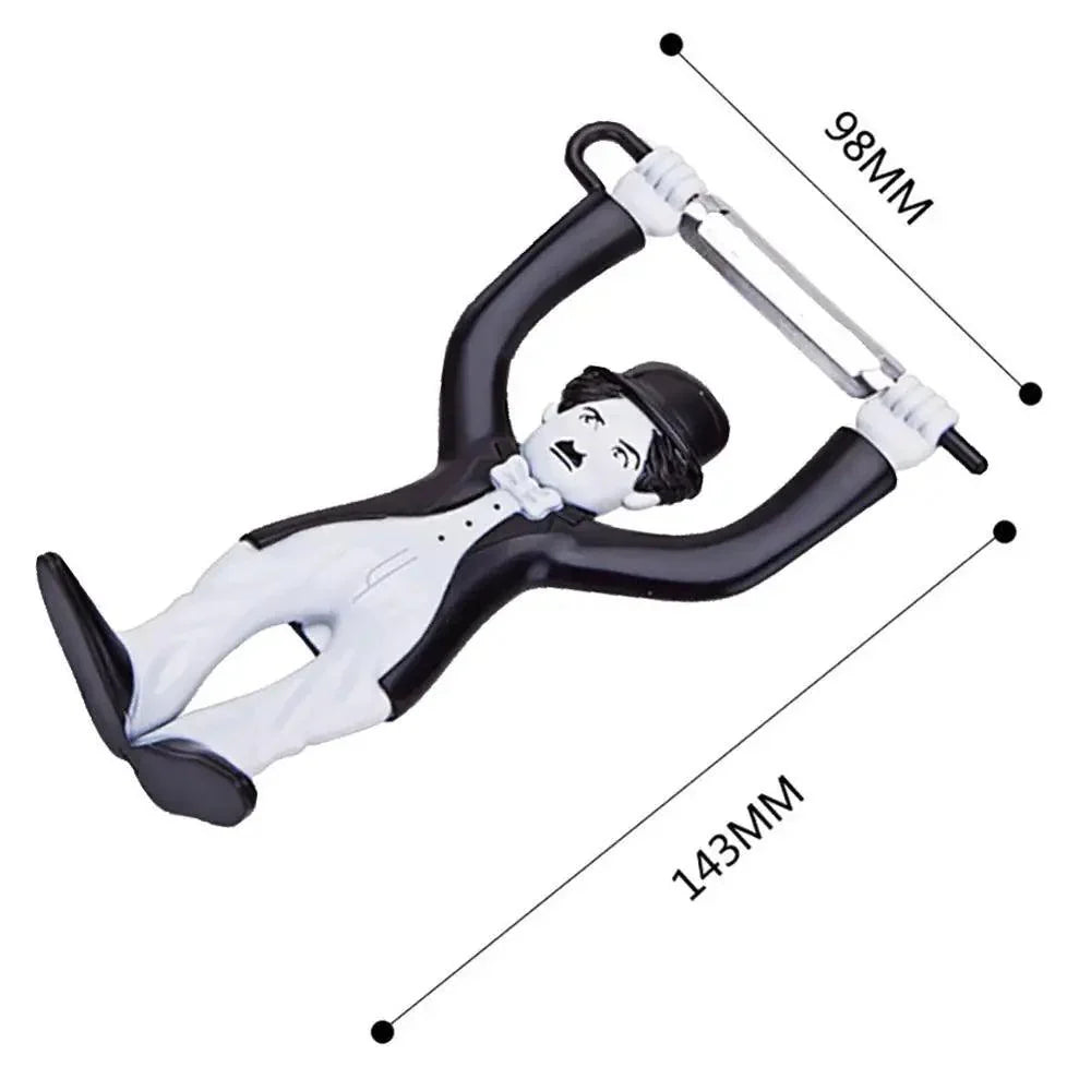 Ergonomisk Frugt- og Grøntsagsskræller i Rustfrit Stål med Sjovt Chaplin Design – Kompakt og Effektiv til Æbler og Grøntsager-5