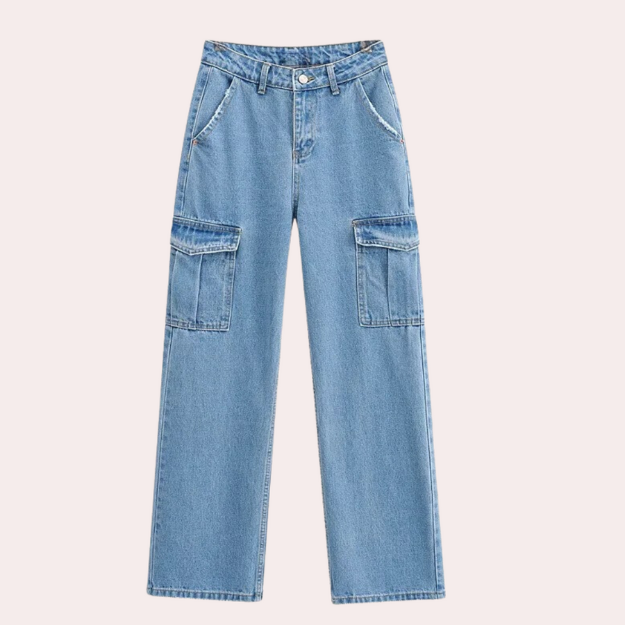 Georgia - Casual denim cargo-bukser til kvinder | Behagelige at have på
