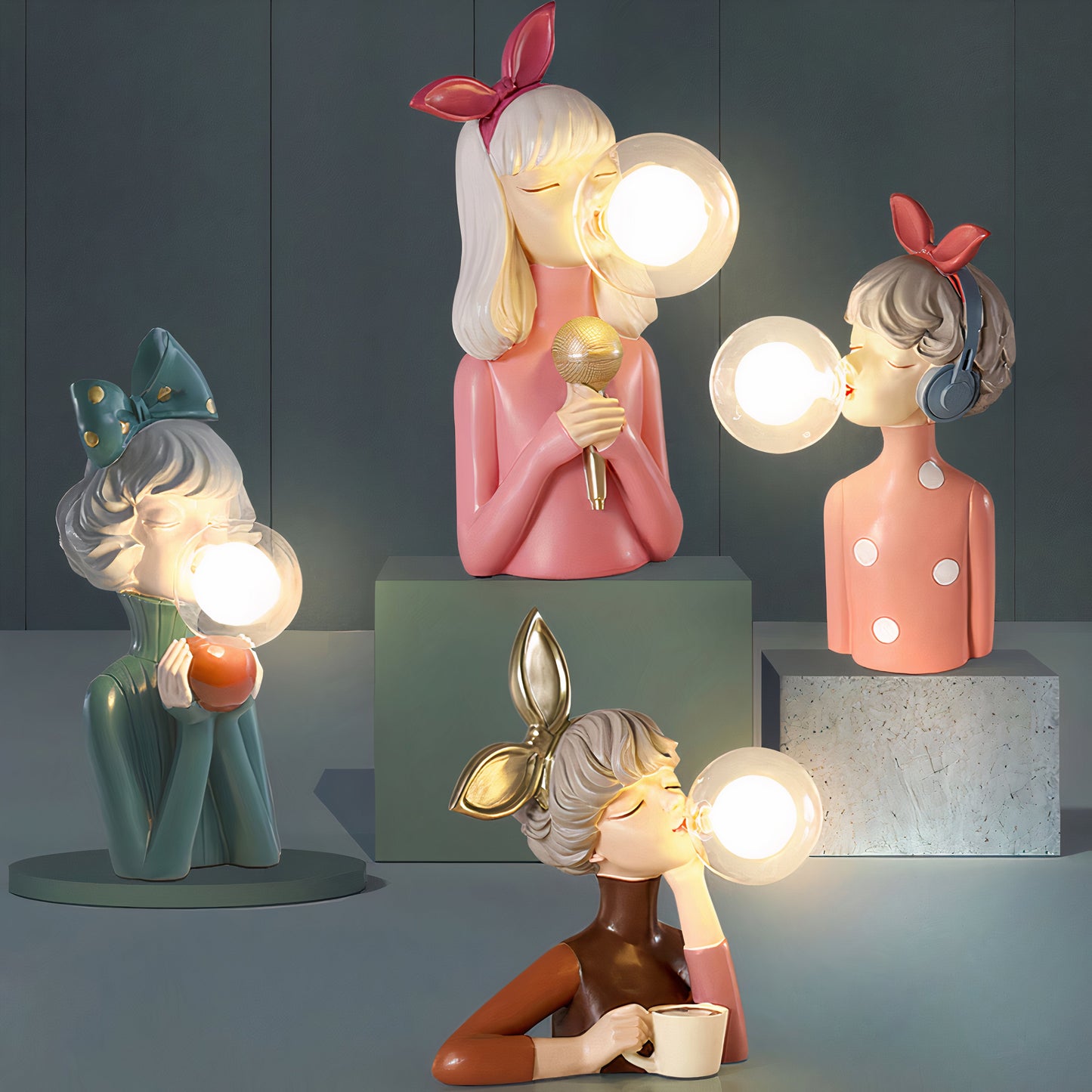 ArtCraft - Bubble Girl natlampe bordlampe i resin