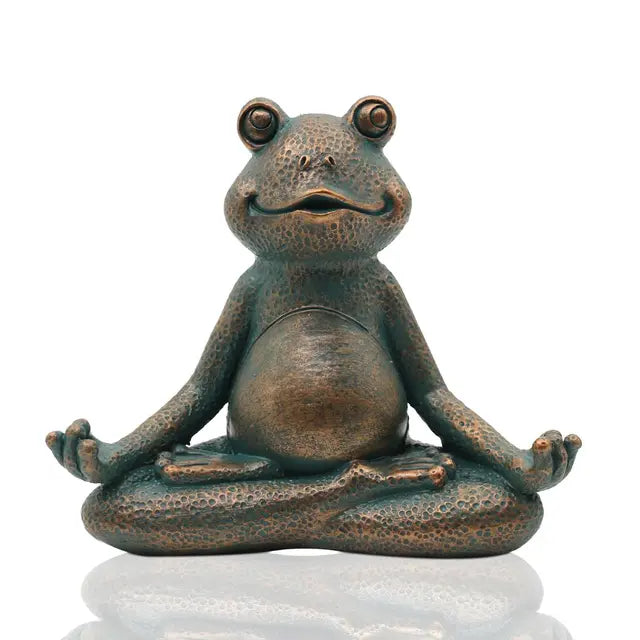 Mediterende Frosch-Gnom Figur i Hars – Beroligende Dekoration til Indendørs og Udendørs Brug, 12,5 cm-2