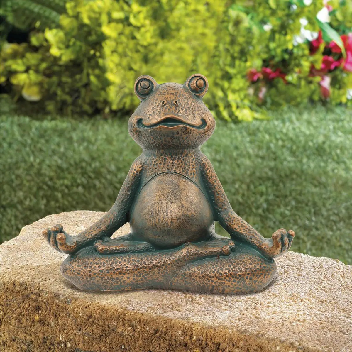 Mediterende Frosch-Gnom Figur i Hars – Beroligende Dekoration til Indendørs og Udendørs Brug, 12,5 cm-6