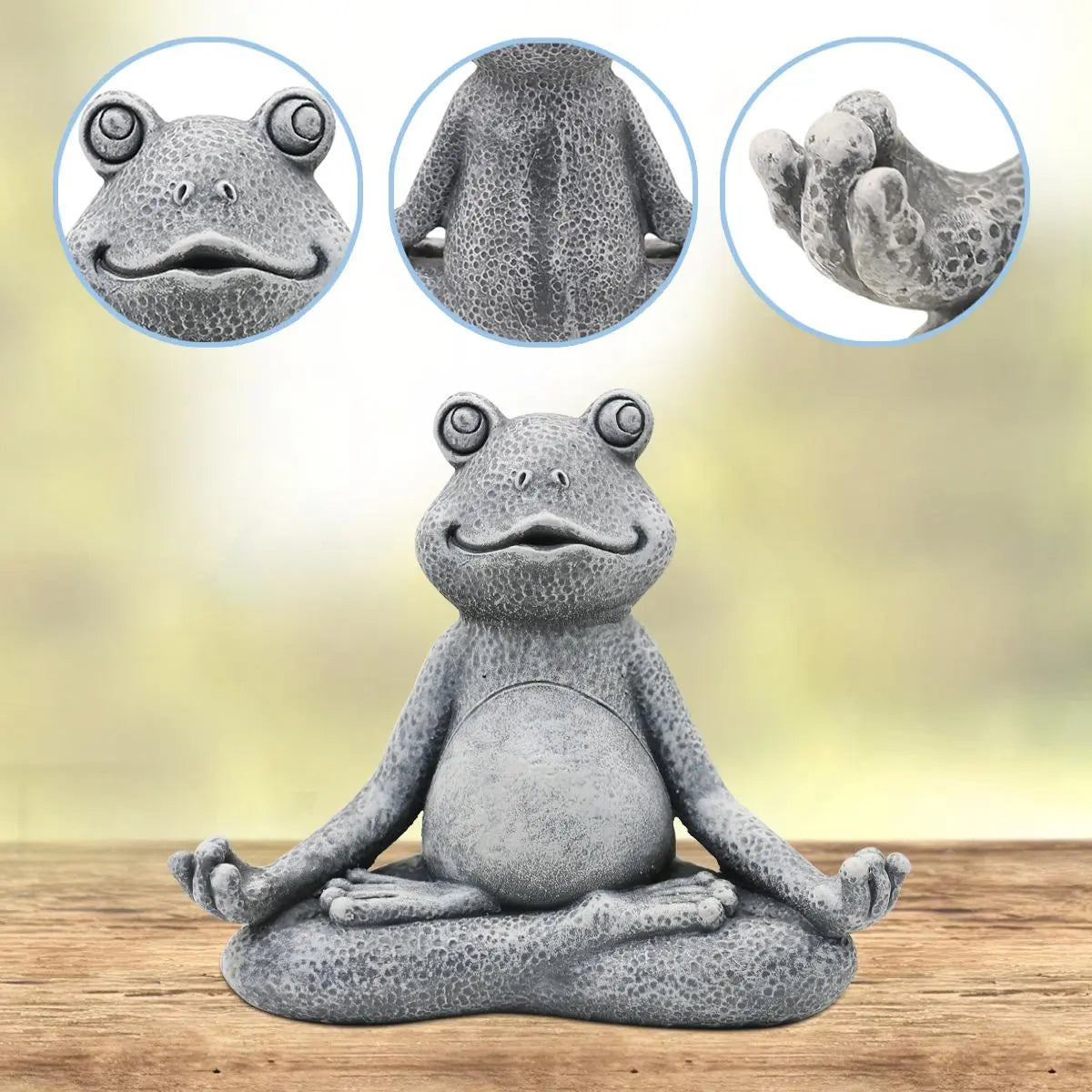 Mediterende Frosch-Gnom Figur i Hars – Beroligende Dekoration til Indendørs og Udendørs Brug, 12,5 cm-5