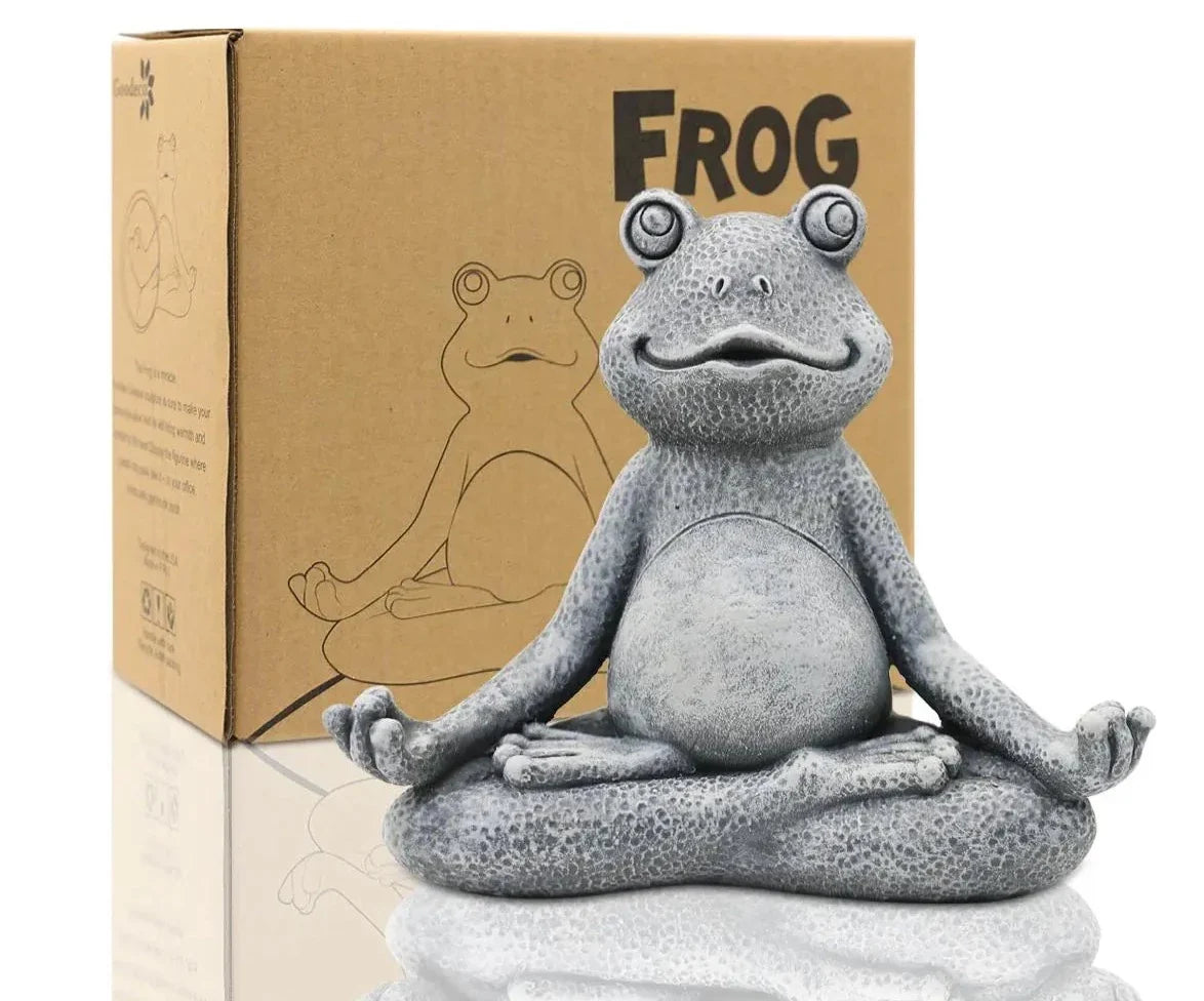 Mediterende Frosch-Gnom Figur i Hars – Beroligende Dekoration til Indendørs og Udendørs Brug, 12,5 cm-4