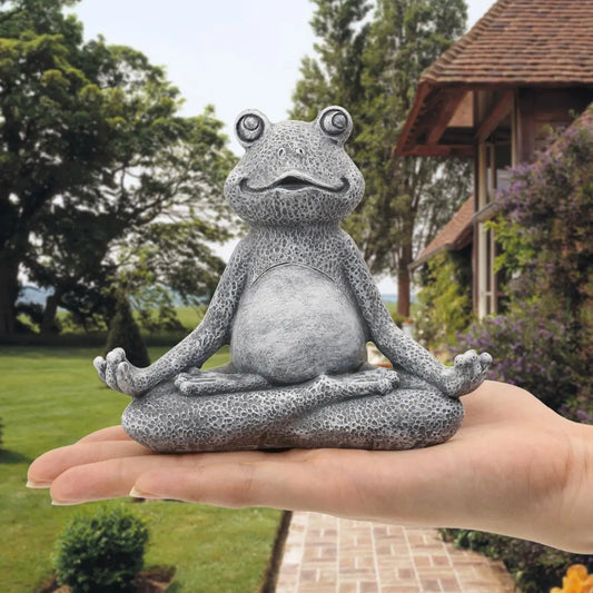 Mediterende Frosch-Gnom Figur i Hars – Beroligende Dekoration til Indendørs og Udendørs Brug, 12,5 cm-1
