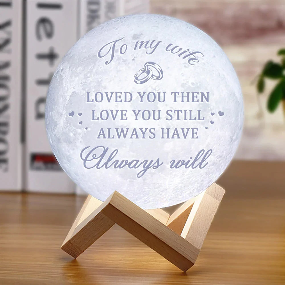 3D Maanlampe med Tilpasset Tekst – 16 Farver, Opladelig, Holdbart Design til Hjemmet-3