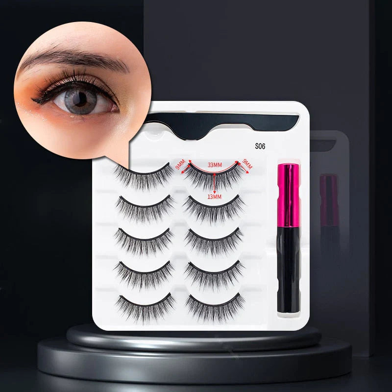 Magnetiske Vipper og Vandtæt Eyeliner Sæt – Genanvendelige Vipper med 5 Par, Nem Anvendelse og Langtidsholdbar Effekt-6