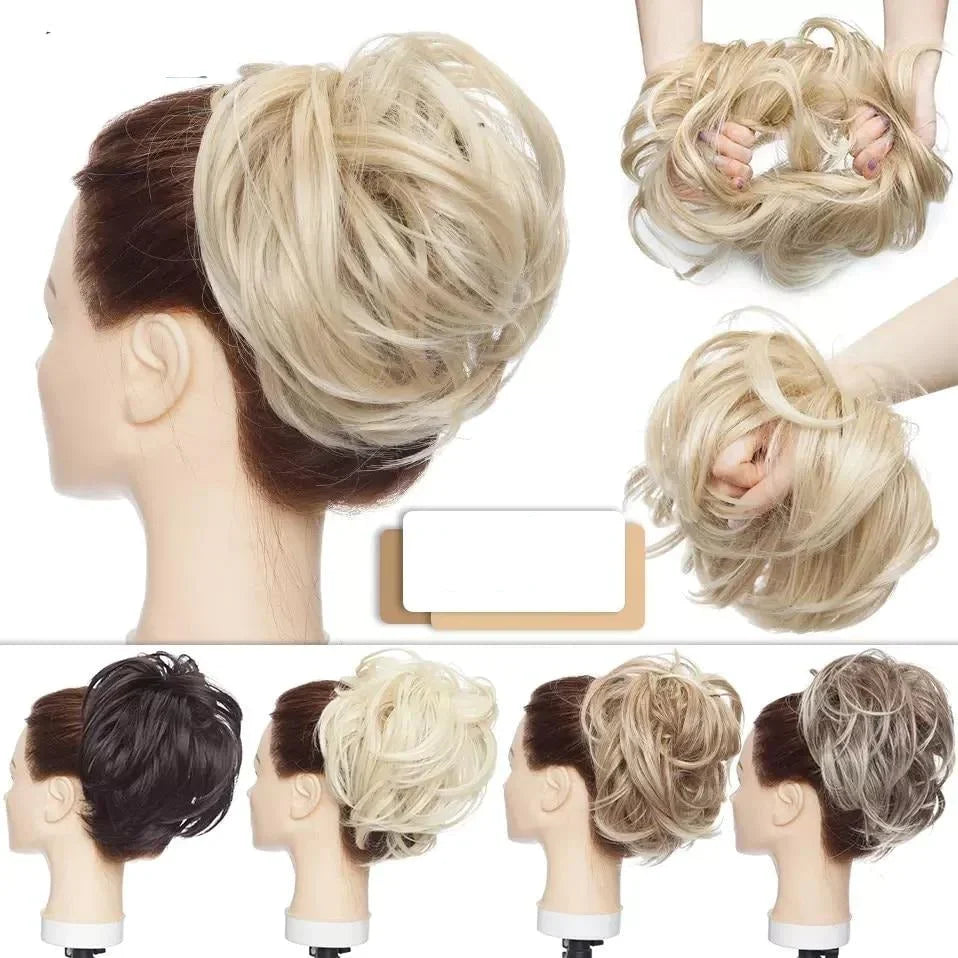 Rommelige Haarknot Scrunchie i Hittebestandigt Syntetisk Fiber – Justerbar og Let at Bringe i Brug til Elegant Frisurer-2
