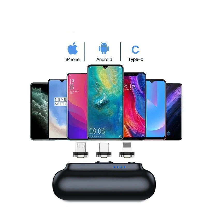 Bærbar Magnetisk Powerbank 2600mAh med USB-C, Micro USB og iOS Kompatibilitet – Letvægts Oplader til Rejser-4