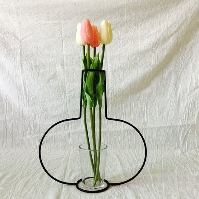 Minimalistisk Jern Vase til Blomsterarrangementer – 30 cm Høj, Sort Dekoration til Hjemmet-4