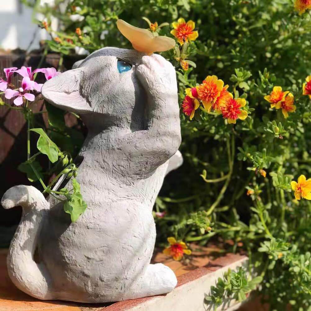 LumiArt - Solar kattehavefigur med sommerfugl