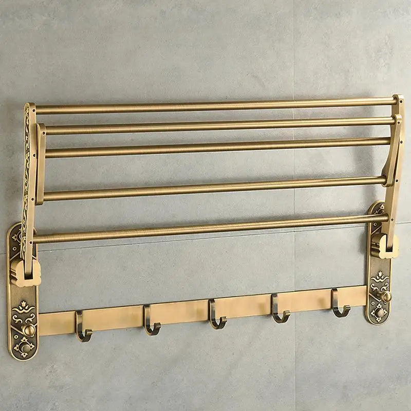 VintageFold - foldbar håndklædestang i aluminium med antik messingfinish