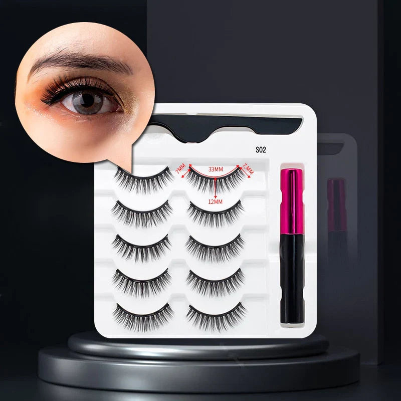 Variant image for Magnetiske Vipper og Vandtæt Eyeliner Sæt – Genanvendelige Vipper med 5 Par, Nem Anvendelse og Langtidsholdbar Effekt-2