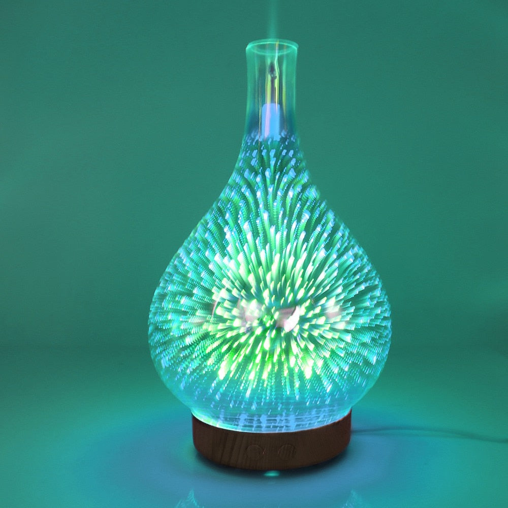 VuurDiffuser Luftfugter med 3D LED-belysning – Aromaterapi og Natlampe i Kompakt Design-4