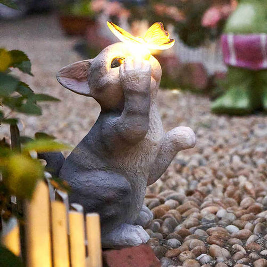 LumiArt - Solar kattehavefigur med sommerfugl