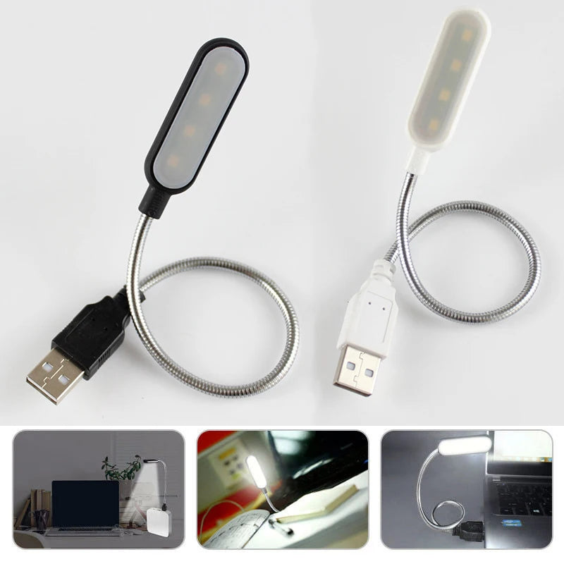 Mini USB LED Boglampe | 4 LED Pærer | Øjenbeskyttelse & Bærbar Natlampe
